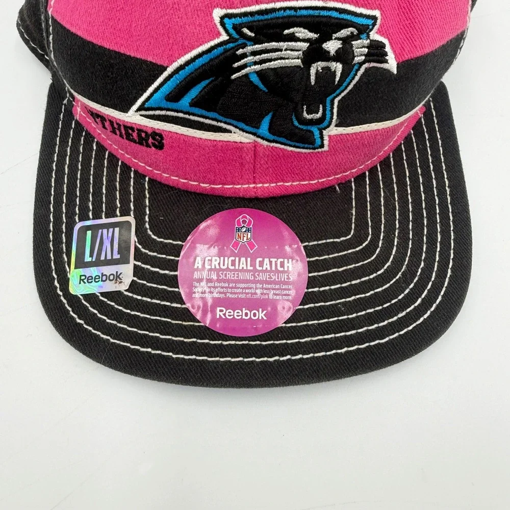 Reebok Carolina Panthers NFL Crucial Catch Pink Hat L/XL On Field Cap